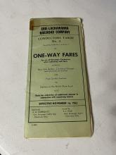 Erie Lackawanna Conductors Tariff No. 3, One-Way Fares, November 16, 1962