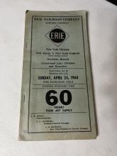 Erie Railroad New York Division employee timetable 60, effective Sunday, April 24, 1960