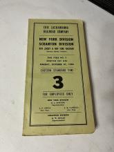 Erie Lackawanna New York & Scranton Divisions employee timetable 3, effective Sunday, October 31, 1965