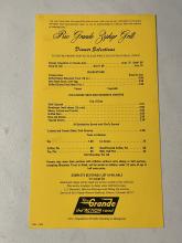 Rio Grande Zephyr Grill Menu, January 1980