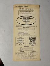 Erie Lackawanna Buffet Car Menu, 1960s