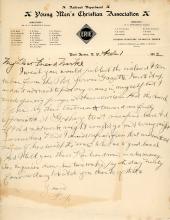 Letter on Erie Railroad Young Men's Christian Association (YMCA) letterhead, Port Jervis, N.Y.