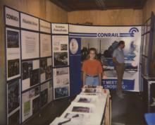 Photograph of interior of Conrail Safety on Rails Theater boxcar 368191, mid-1990s