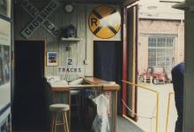 Photograph of exterior of Conrail Safety on Rails Theater boxcar 368191 in Scranton, PA, mid-1990s