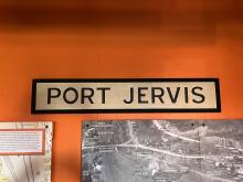 Half-scale replica of Erie Railroad Port Jervis, NY station sign