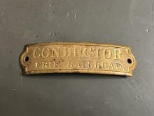 Erie Railroad Conductor hat badge
