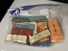 Ziploc bag of Erie Railroad tickets